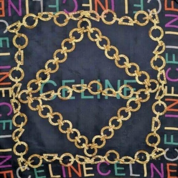 Céline Colorful Equestrian Logo Print Silk Scarf - Picture 1 of 4